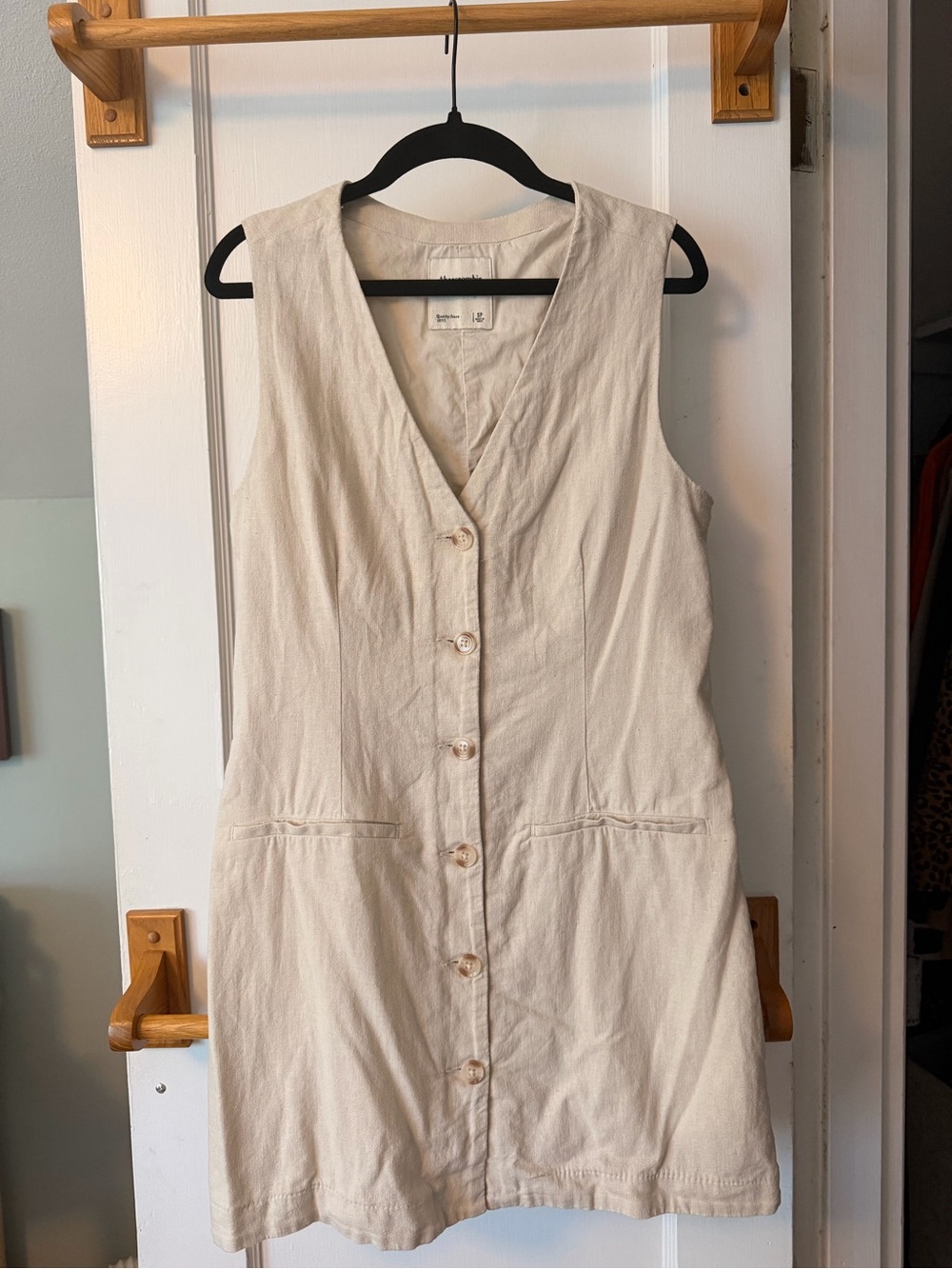 Abercrombie & Fitch Linen Button-Front Sleeveless Mini Dress